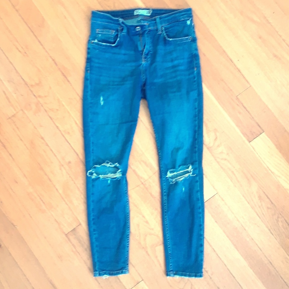 Topshop petite ripped blue jamie jeans